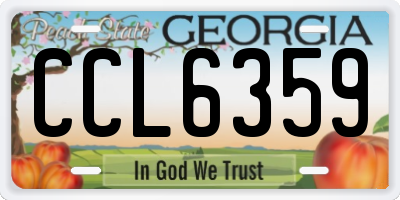 GA license plate CCL6359