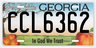 GA license plate CCL6362