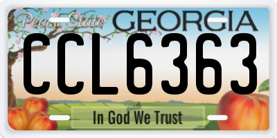 GA license plate CCL6363