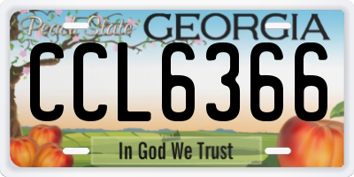 GA license plate CCL6366