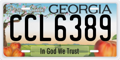 GA license plate CCL6389