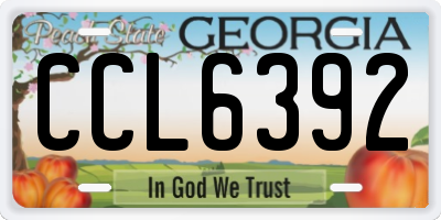 GA license plate CCL6392