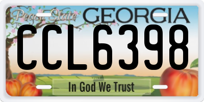 GA license plate CCL6398