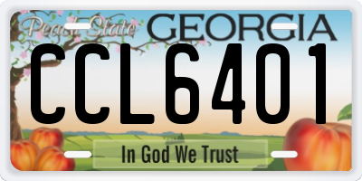 GA license plate CCL6401
