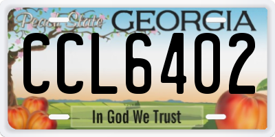 GA license plate CCL6402
