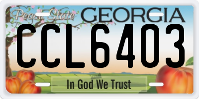 GA license plate CCL6403