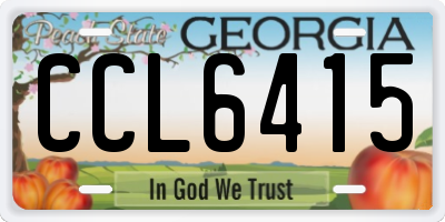 GA license plate CCL6415