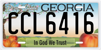 GA license plate CCL6416
