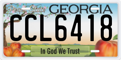 GA license plate CCL6418