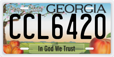 GA license plate CCL6420
