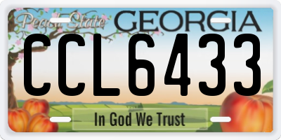 GA license plate CCL6433