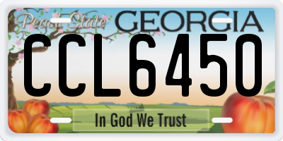 GA license plate CCL6450