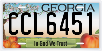 GA license plate CCL6451