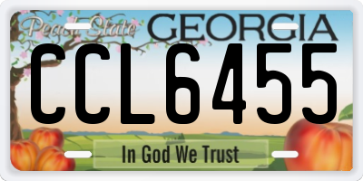 GA license plate CCL6455