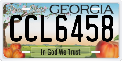 GA license plate CCL6458