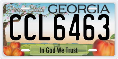 GA license plate CCL6463