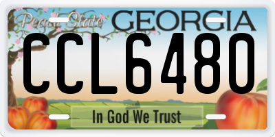 GA license plate CCL6480
