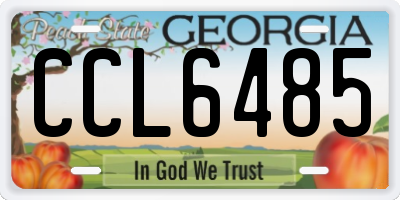 GA license plate CCL6485