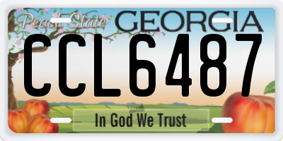 GA license plate CCL6487