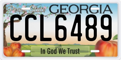GA license plate CCL6489
