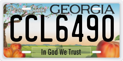 GA license plate CCL6490