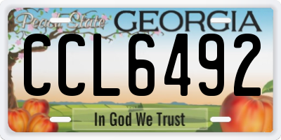 GA license plate CCL6492