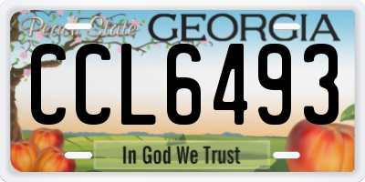 GA license plate CCL6493