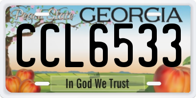 GA license plate CCL6533