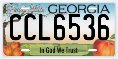 GA license plate CCL6536