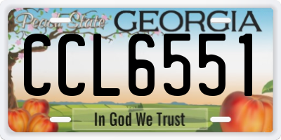 GA license plate CCL6551