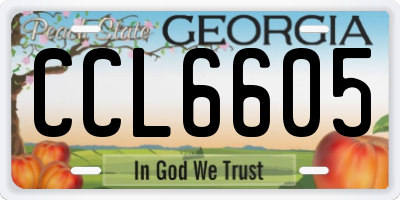 GA license plate CCL6605