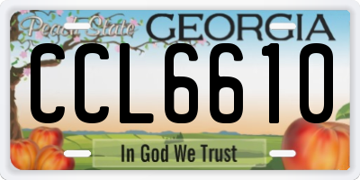 GA license plate CCL6610