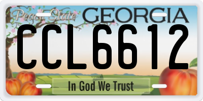 GA license plate CCL6612