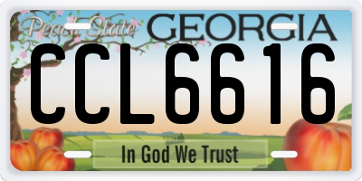 GA license plate CCL6616