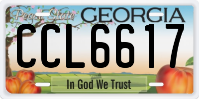 GA license plate CCL6617