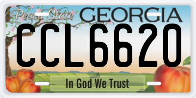 GA license plate CCL6620
