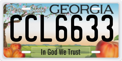 GA license plate CCL6633