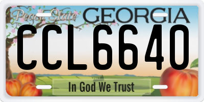 GA license plate CCL6640