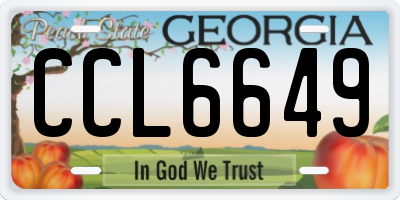 GA license plate CCL6649