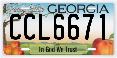 GA license plate CCL6671