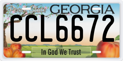 GA license plate CCL6672