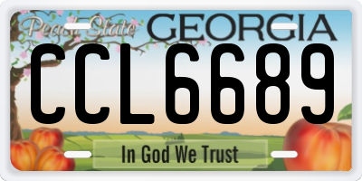 GA license plate CCL6689