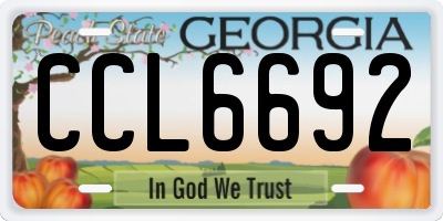GA license plate CCL6692