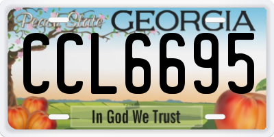 GA license plate CCL6695