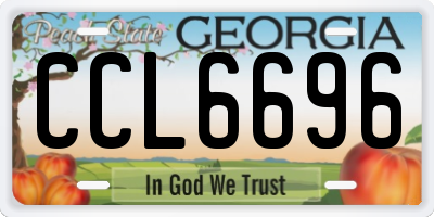 GA license plate CCL6696