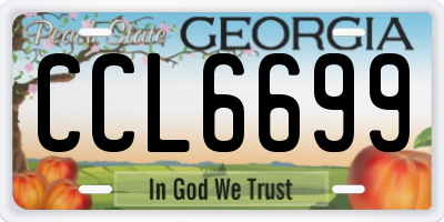 GA license plate CCL6699