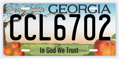 GA license plate CCL6702