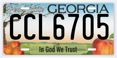 GA license plate CCL6705