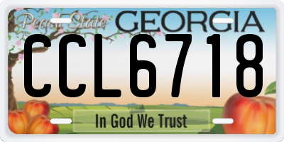 GA license plate CCL6718