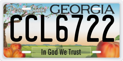 GA license plate CCL6722